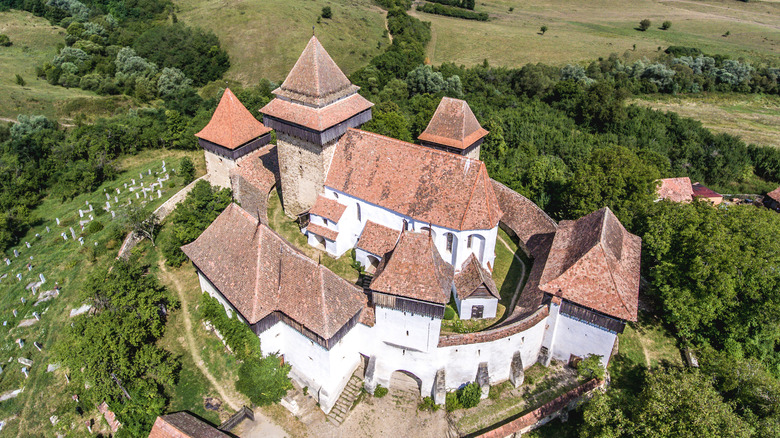 Aerial view of Viscri Church