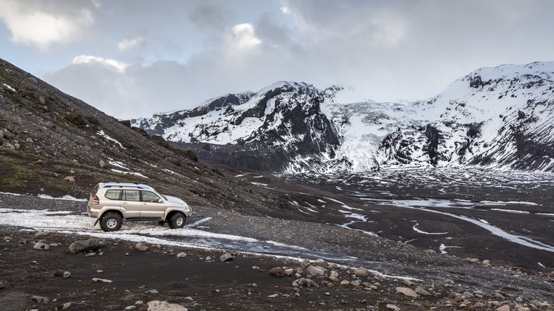 vehicle traversing icelandic countryside