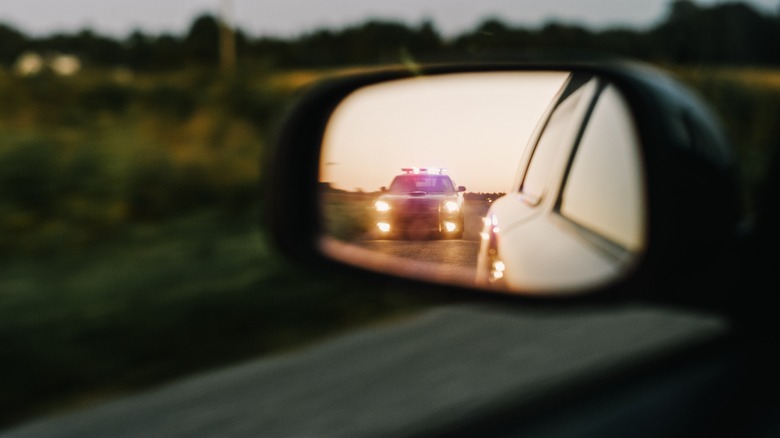Cop in rearview mirror