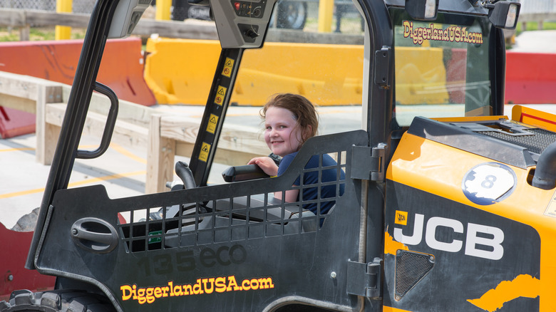 Kid driving at Diggerland