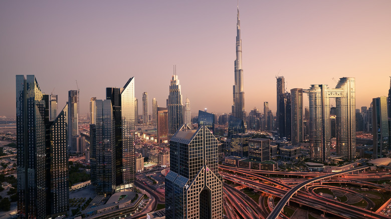 Dubai cityscape at sunset