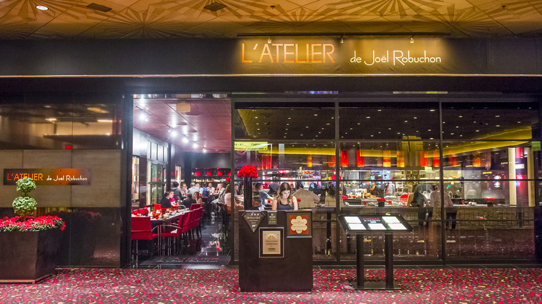 L'Atelier restaurant sign and entrance