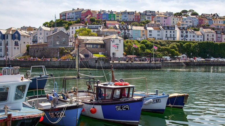 Fishing boats Brixham harbor UK