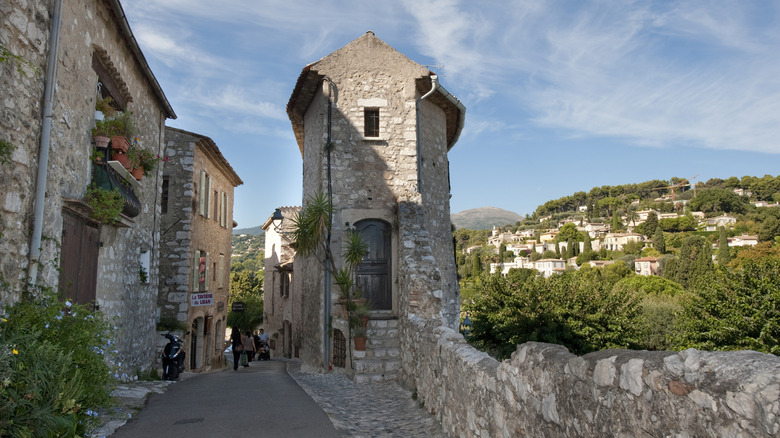 Stone houses on an old street in St.-Paul-de-Vence