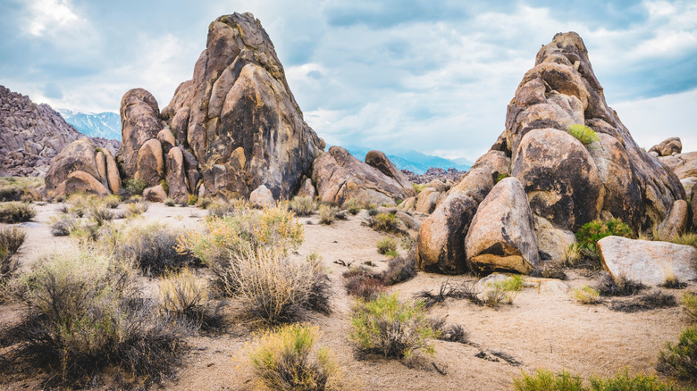 Sagebrush rock formations Alabama Hills California