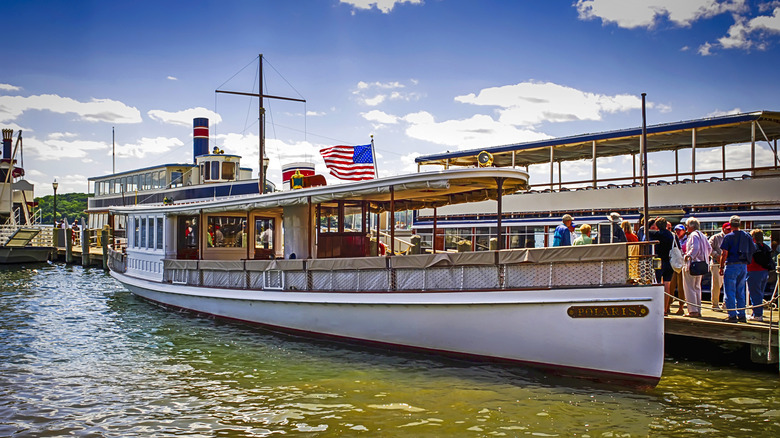 Long boat on Lake Geneva, Wisconsin