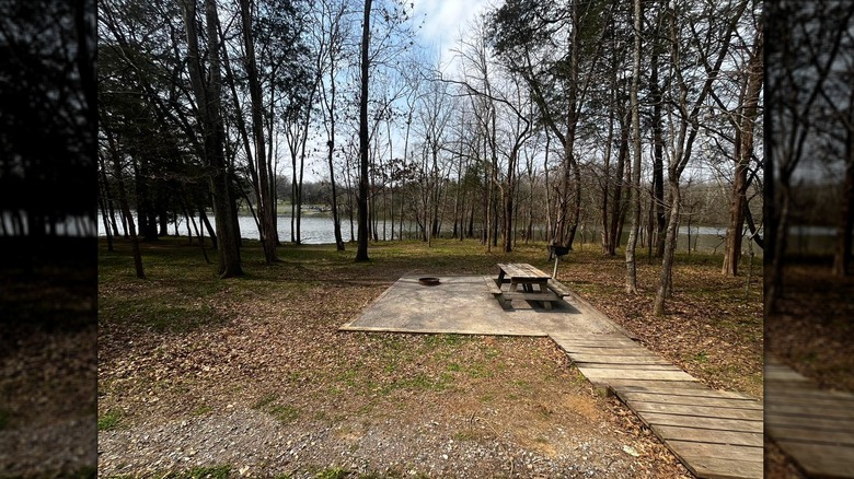 campsite by lake