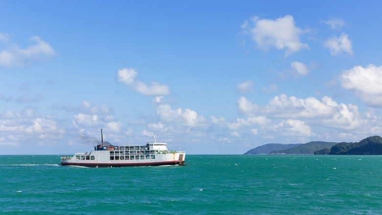 Ferry sailing through turquoise sea