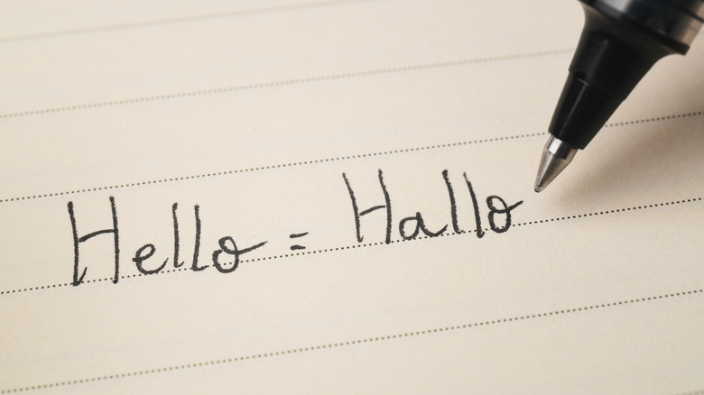 Written hello and hallo