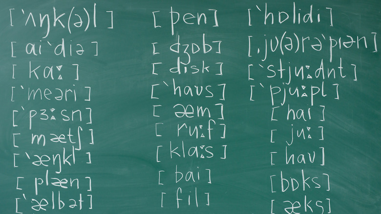 Letters written on a chalkboard