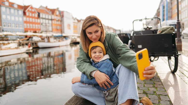Mother and son in Copenhagen.