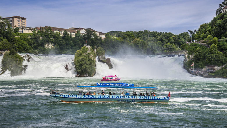 Boats touring the Rhine Falls