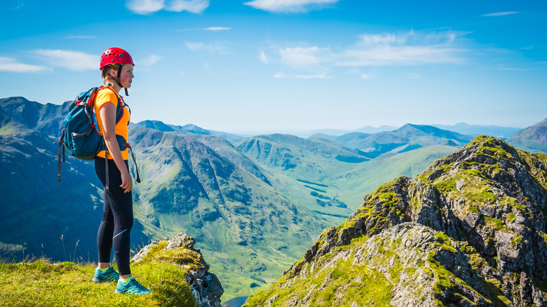 Mountaineer at Aonach Eagach Ridge