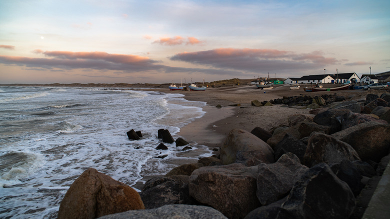 Beach of Vorupør in Denmark at sunset