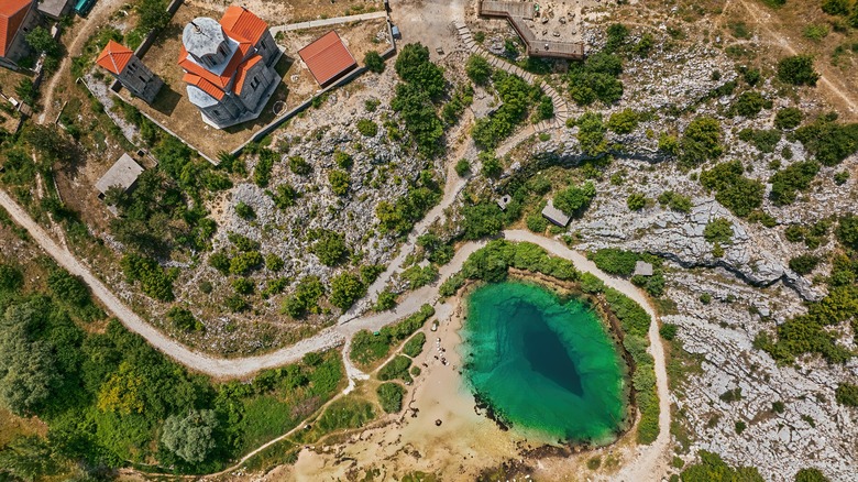 Izvor Cetine surroundings aerial view