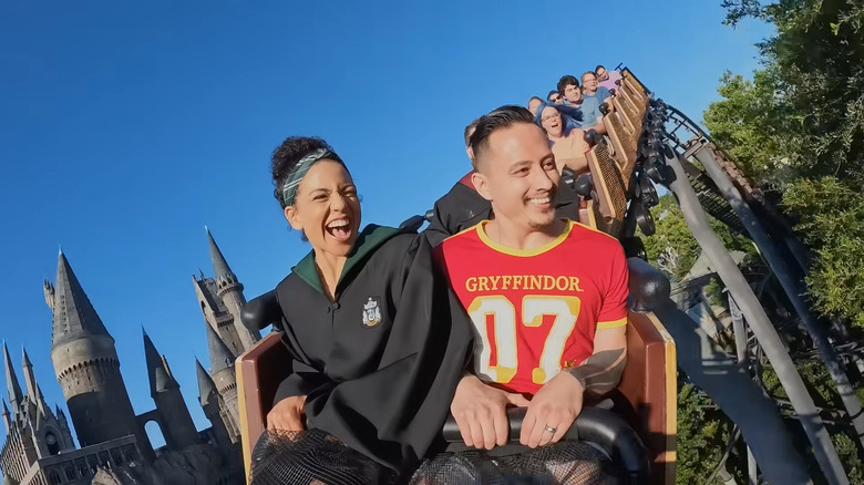 Riders smiling on Flight of the Hippogriff