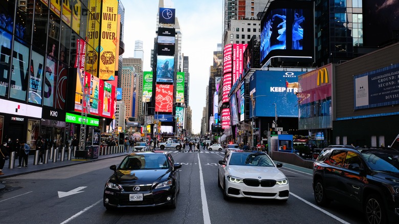 Cars around Times Square