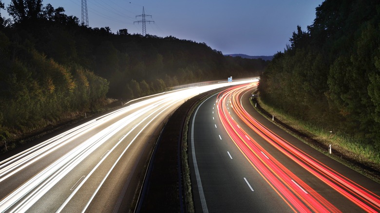 Long exposure shot of cars on the autobahn