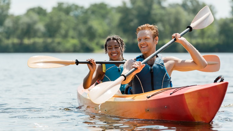 Couple kayaking