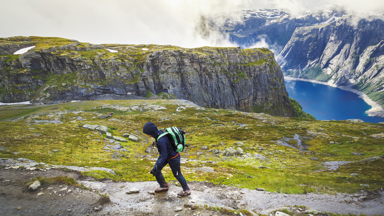 Hiker at Trolltunga, Norway