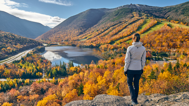 Woman looking over a lake