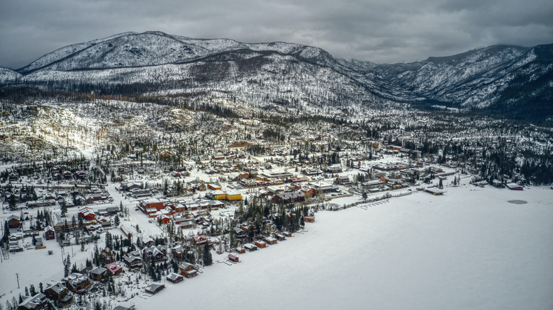 Grand Lake town in winter