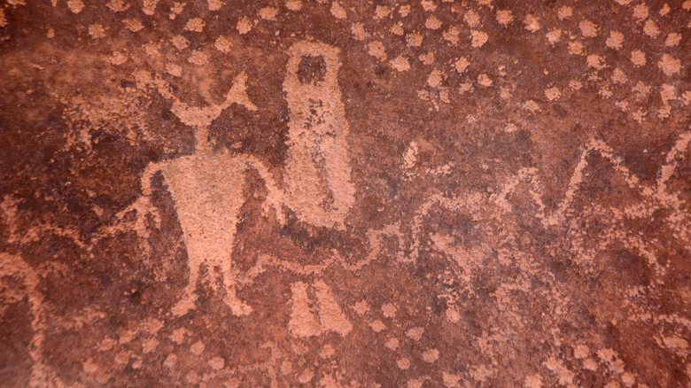 Petroglyph on rock in Mystery Valley