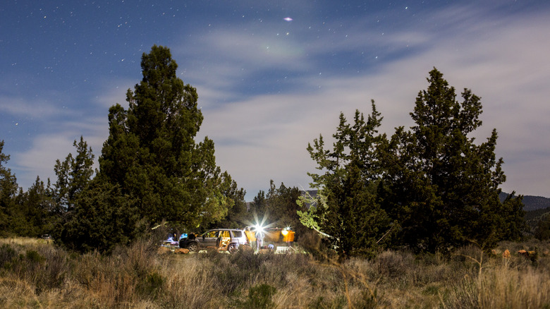 camping car at dusk