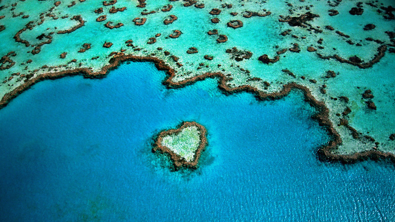 Great Barrier Reef heart island crystal clear waters