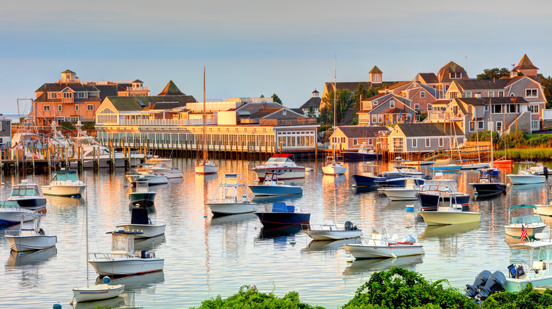 Waterfront harbor on Cape Cod