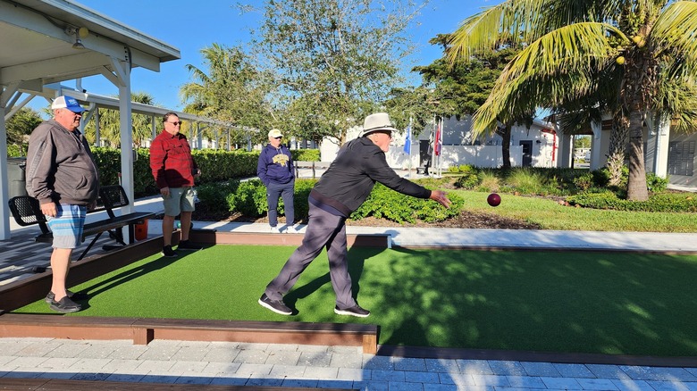 Bocce ball players at Waves RV resort.