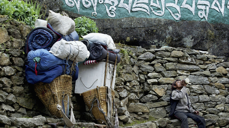 Sherpa guide resting at Everest