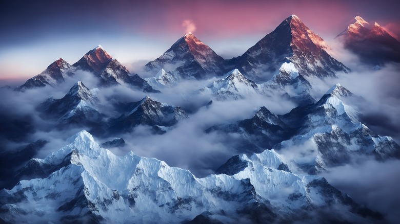 Snowy mountains Himalayas