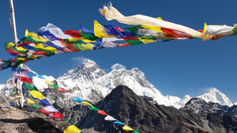 Colorful flags on Everest
