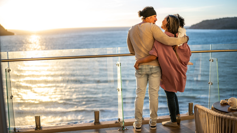 Happy family on a cruise deck