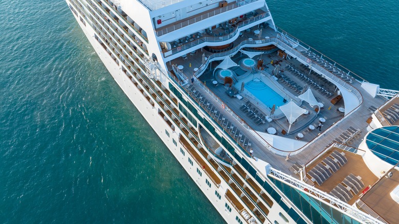 Aerial view of cruise ship