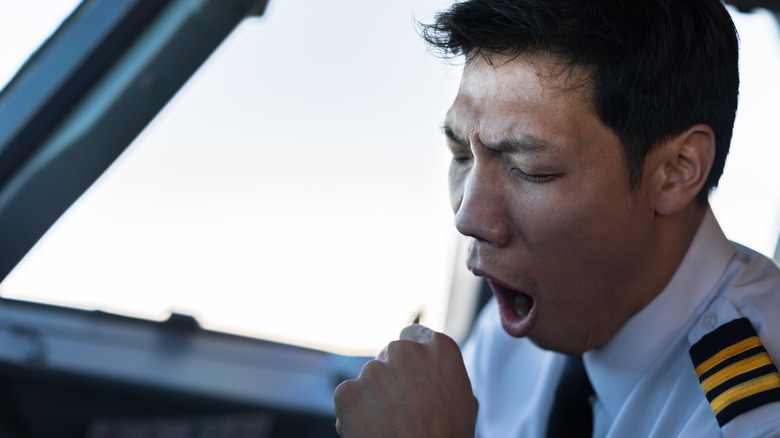 pilot tired and yawning