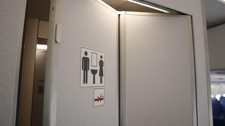 small toilet on a plane