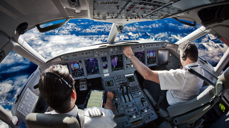 Commercial flight cockpit