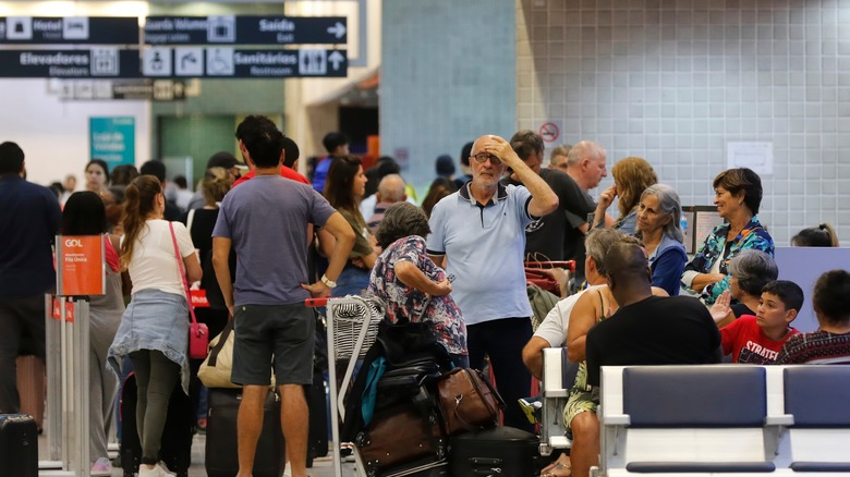 Stressed airport travelers