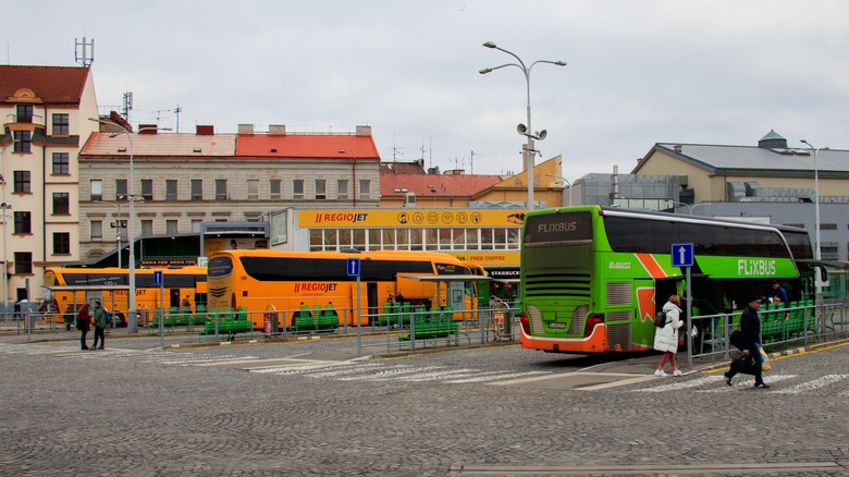Buses at terminal in Prague