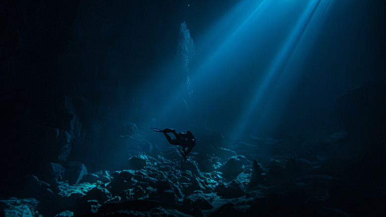 Person diving in cave in Florida