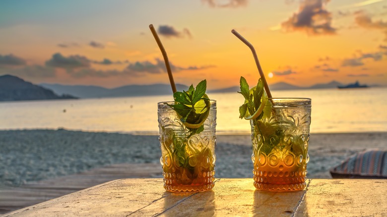Rum cocktails by the beach