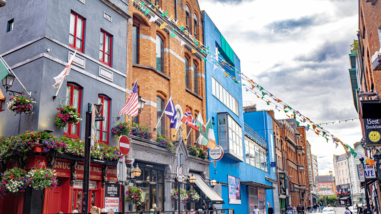 The historic, colorful streets of Dublin, Ireland.