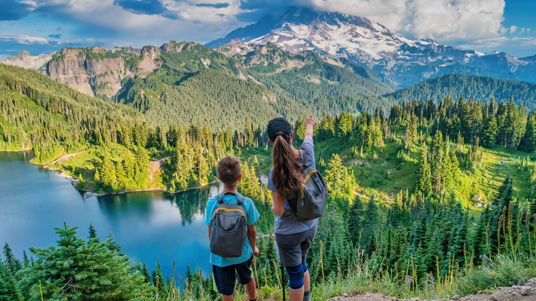 Mother son Mount Rainier National Park