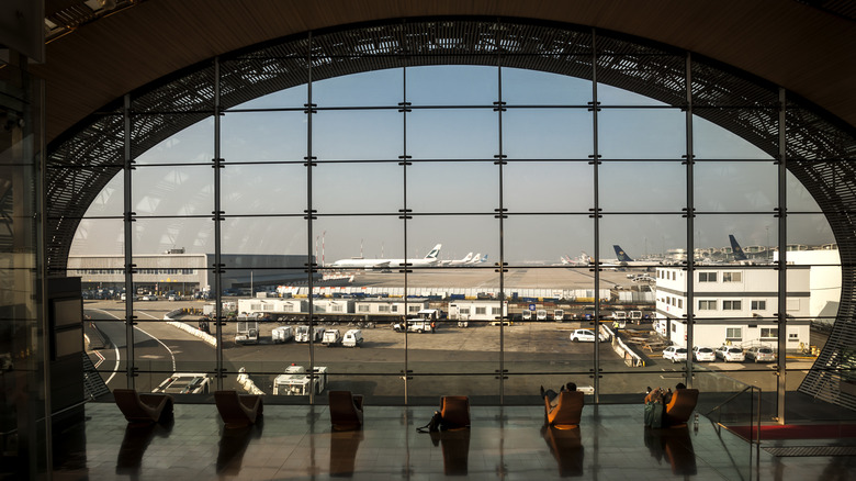 Looking out Charles de Gaulle airport window