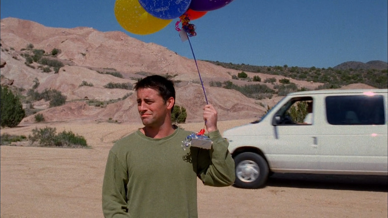 Joey in desert with balloons