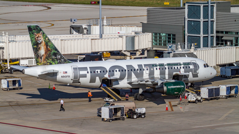 Frontier parked at gate