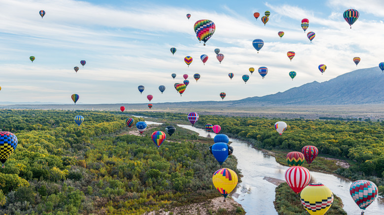 Balloons flying over Albuquerque