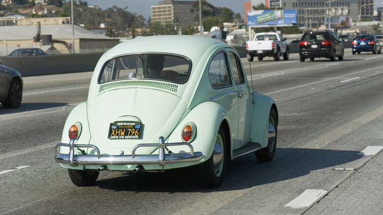 Volkswagon Beetle on freeway